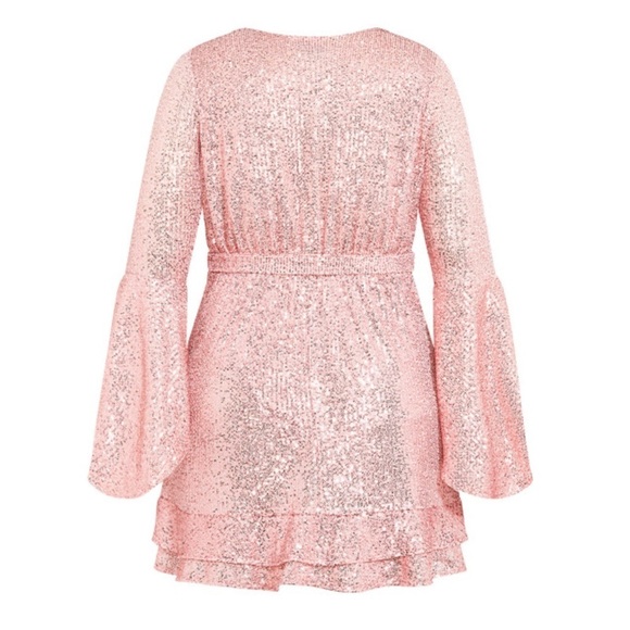 CITY Chic Sequin Izzy Party Evening Mini Dress Rose Size 16 (P20.20) - Picture 5 of 8